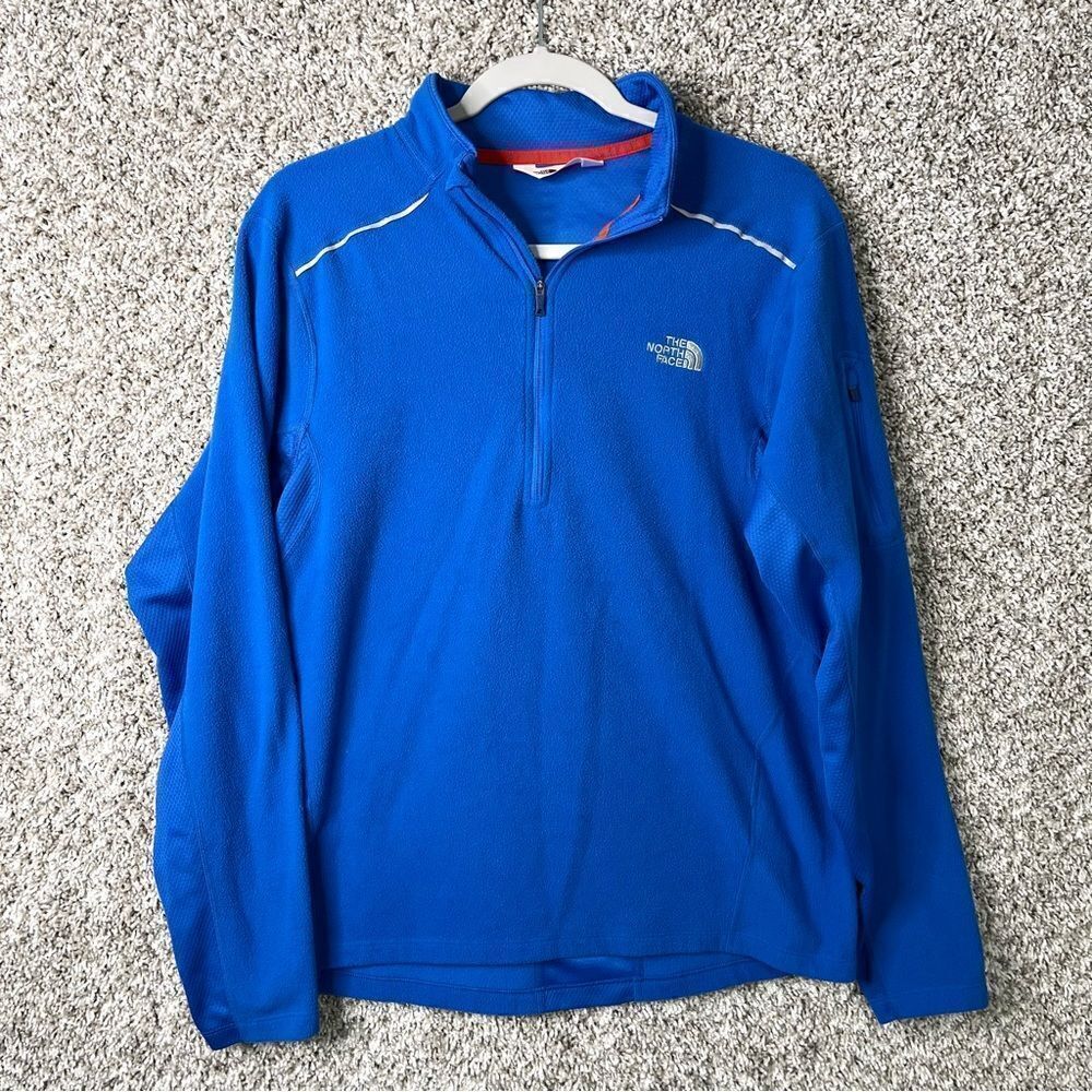 The North Face Sweatshirt Men’s Medium Blue Fleece 1/2 Neck Zip Pullover Jacket‎